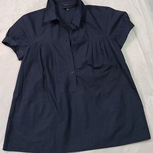 Theory Black Half Button Down shirt Size Small